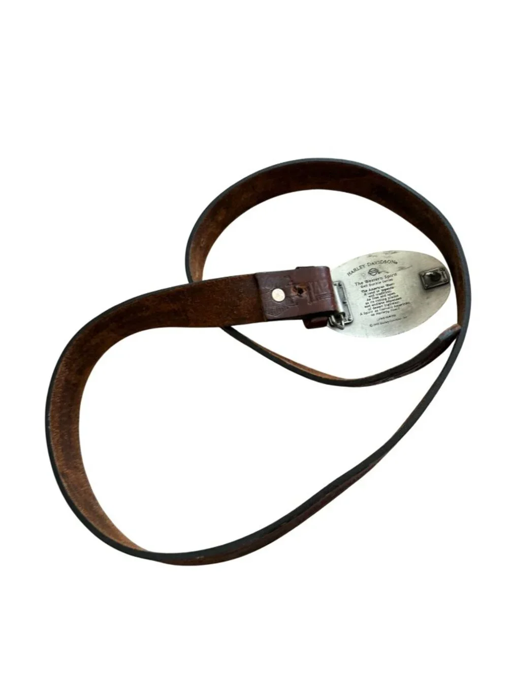 HARLEY DAVIDSON Brown Leather Buckle Belt 33”-38”